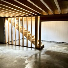Luxury home under construction in Manchester, Vermont stairs to the basement